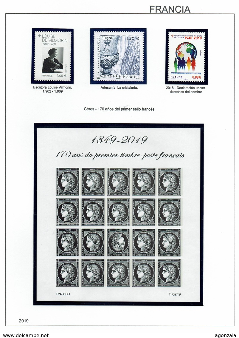 COLLECTION TIMBRES NOUVELLES MNH DE FRANCE ANNÉES 1975 À 2019 COMPLETES MONTÉE DANS 8 ALBUMS AVEC BANDES HAWID - Collezioni (in Album)