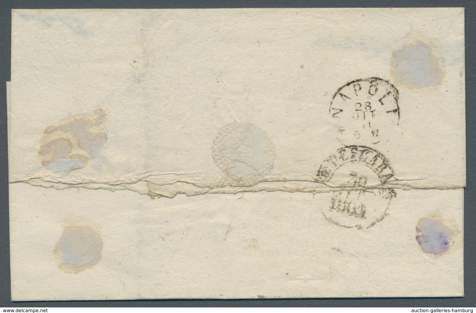 Italien: 1861, 1 Gr. Schwarz, Vollrandig, 2 Werte Als Mef. Auf Leicht Fleckigen Faltbrief Von Bari N - Marcofilía