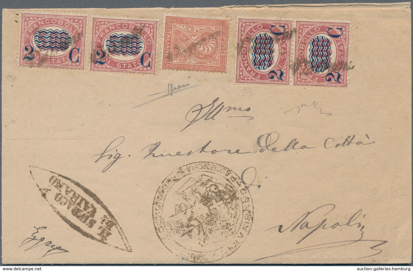 Italien: 1881: Letter From VAIRANO With "two Kings" Mixed Franking, 2 Cent VEII And 2 C On 5L "servi - Marcophilia