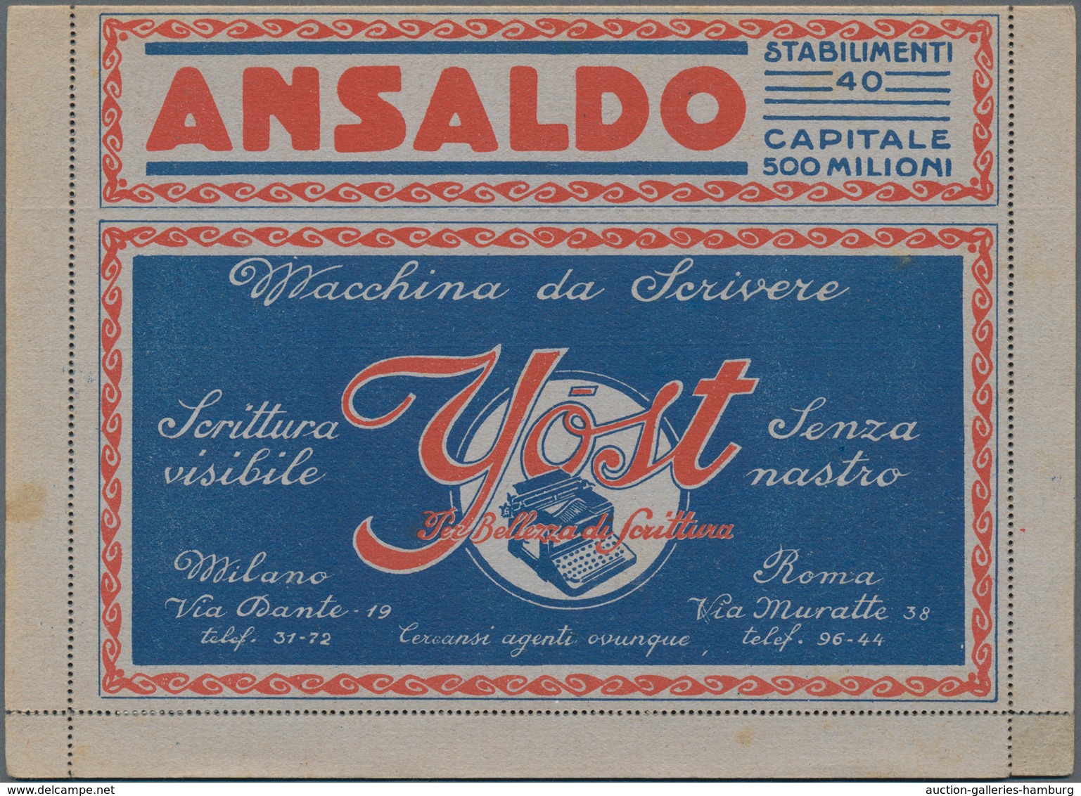 Italien: 1921/1923: Two BLP Letters, Both With The Same Advertising But In Different Colors, Adverti - Marcofilía