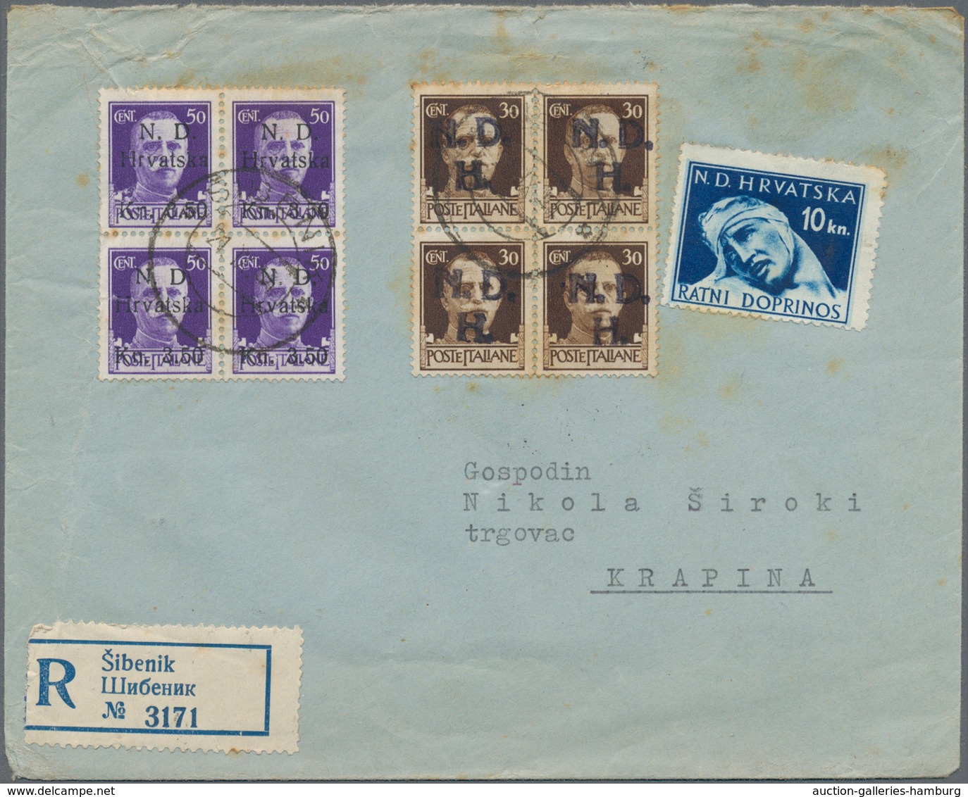 Italienische Besetzung 1941/43 - Kroatien: 1944, SEBENICO PROVISIONAL ISSUE: 3,50 Kn On 50 C Violet - Other & Unclassified