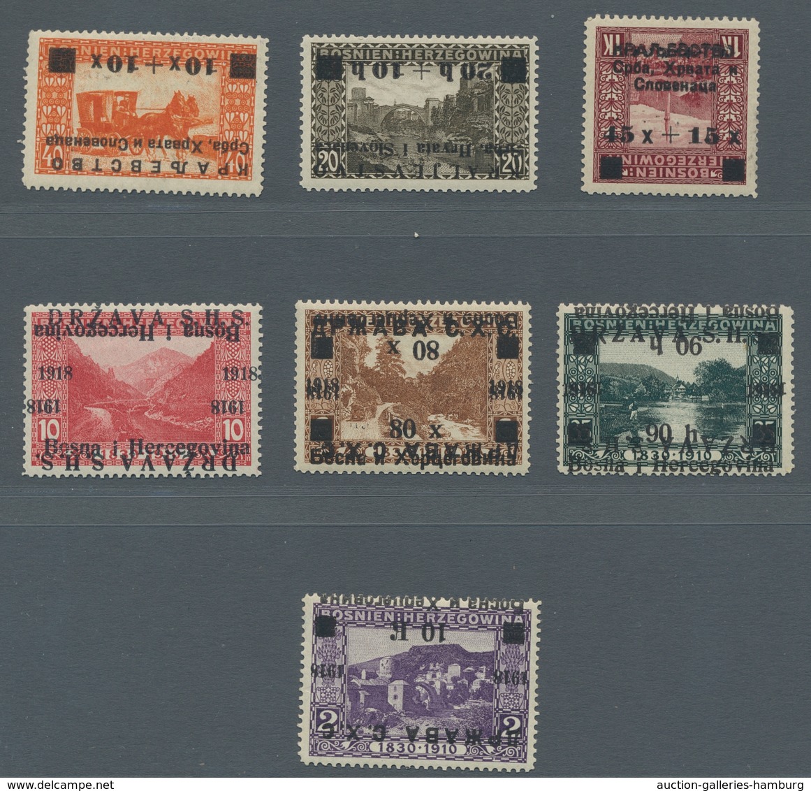 Jugoslawien: 1918-19, Ausgaben Für Bosnien-Herzegowina Mit Fehlaufdrucken - Erste Freimarkenausgabe - Unused Stamps