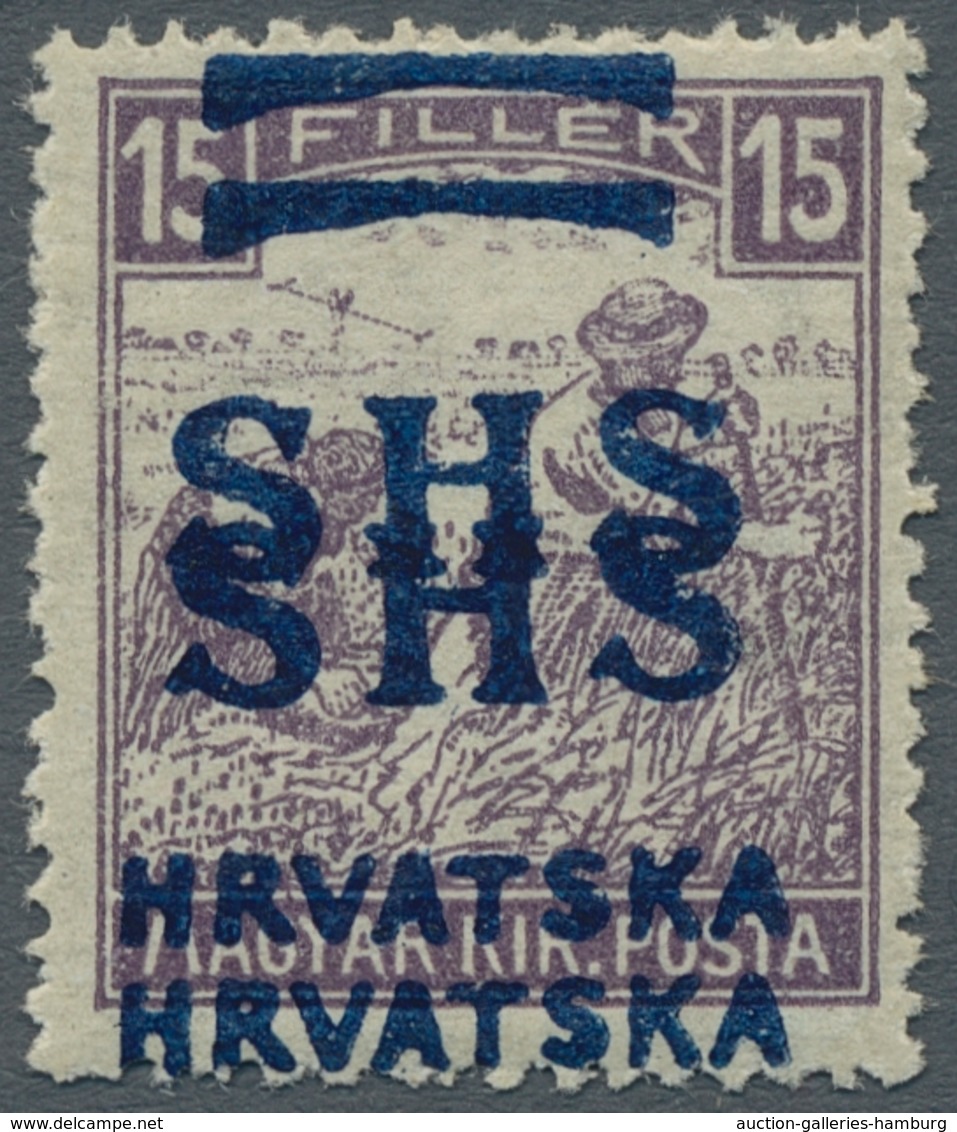 Jugoslawien: 1918, "15 F. Violet, White Figure Of Value With Double Overprint", Mint Hinged, Very Fr - Nuevos