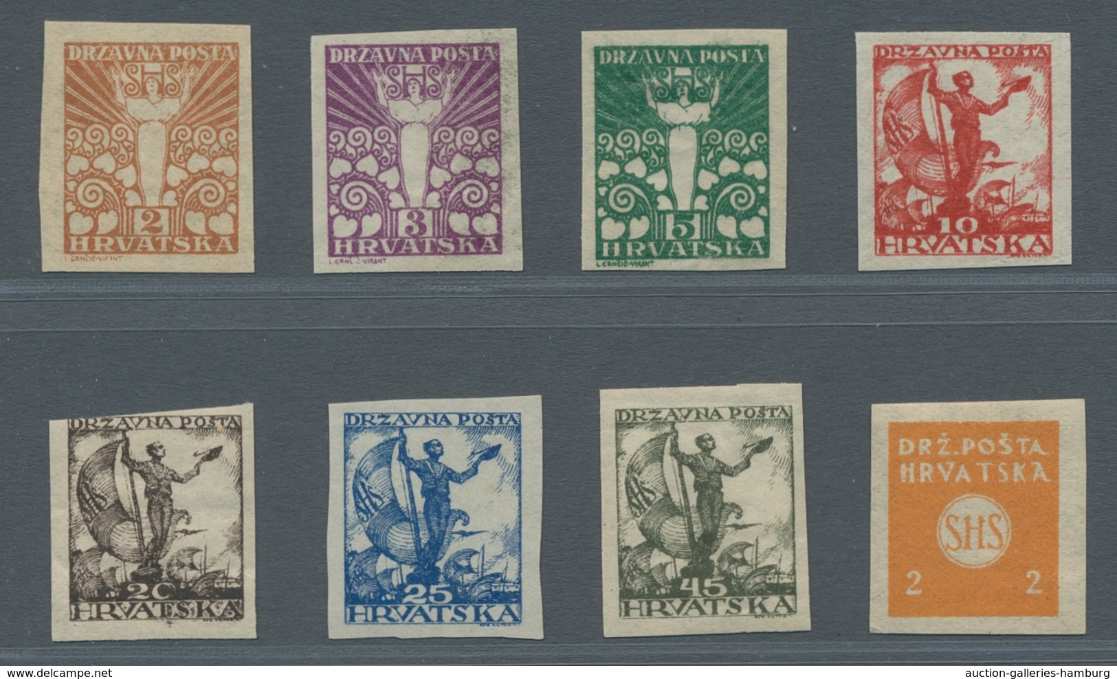 Jugoslawien: 1919, "2-45 F., 5 Kr. And 2 F. News Paper Unperforated", Mint Hinged Set In Good Condit - Unused Stamps