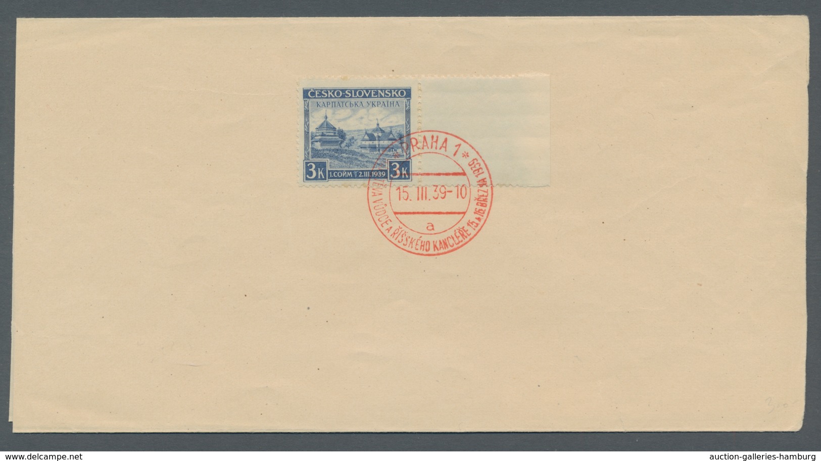 Karpaten-Ukraine: 1939, Opening Of Diet, Marginal Piece, Clean With Red First Day Special Postmark O - Ucrania