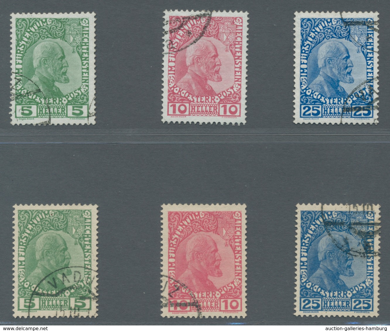 Liechtenstein: 1912-1916, Erste Freimarkenausgabe "Fürst Johann II.", Jeweils Tadellos Auf Gestriche - Used Stamps