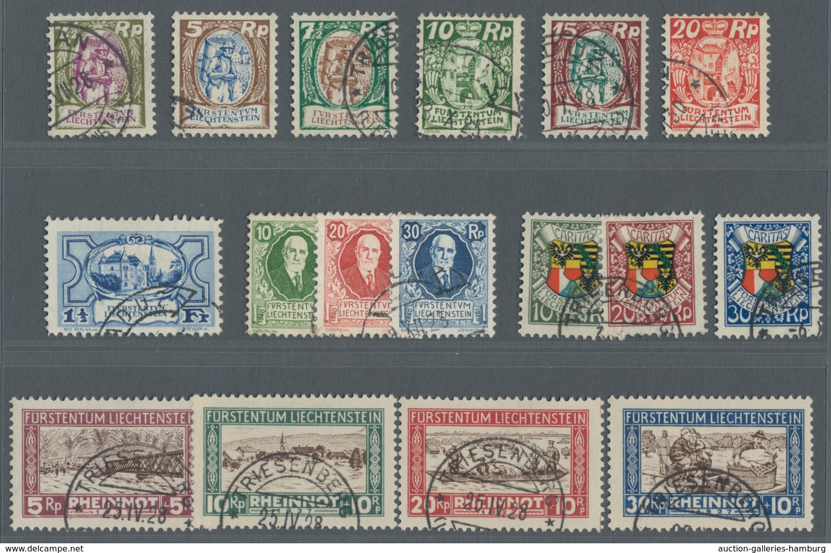 Liechtenstein: 1924 - 1928, Freimarken Und Sondersätze, Jeweils In Tadelloser Erhaltung, Einzig Die - Used Stamps