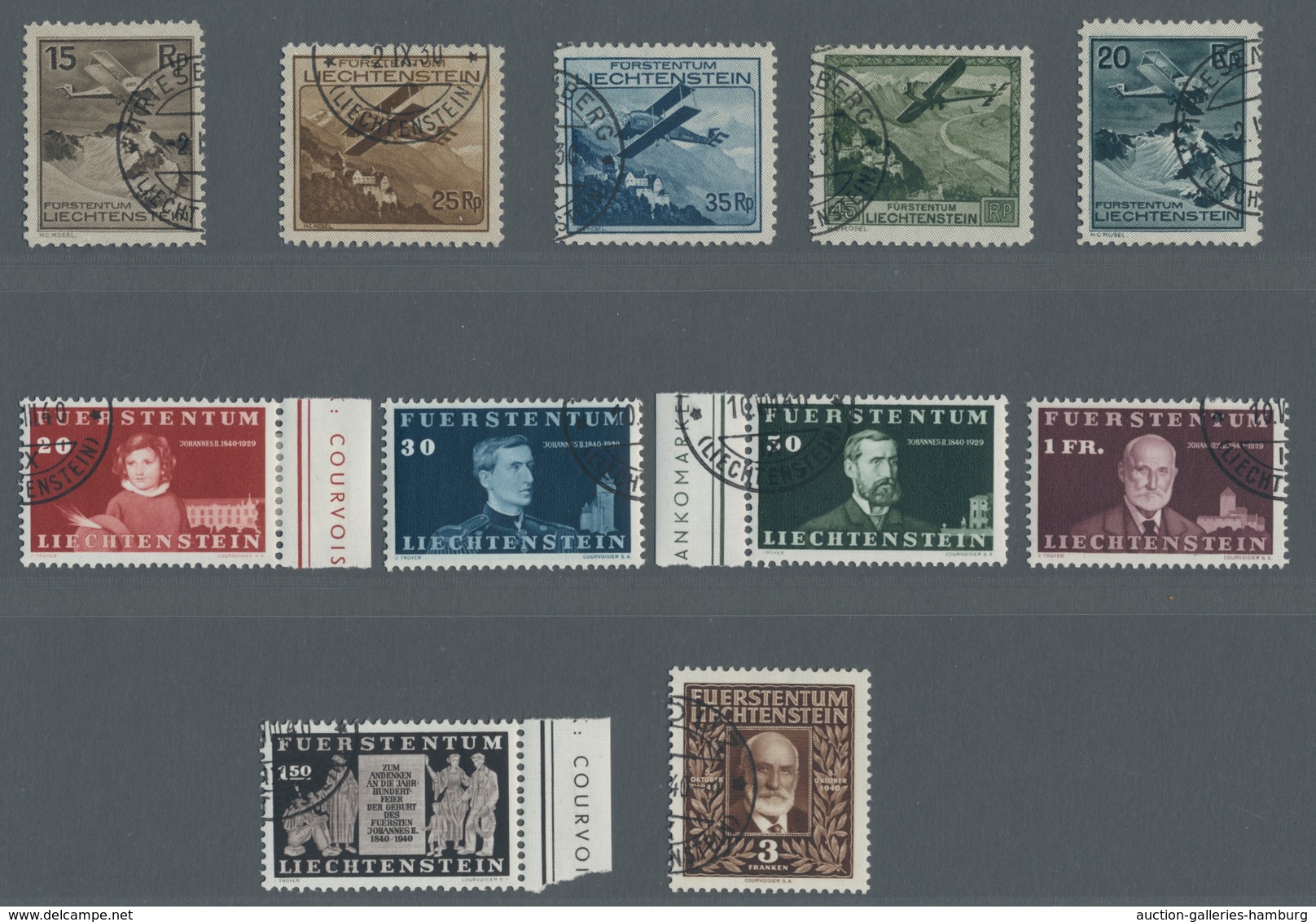 Liechtenstein: 1930 - 1957, Kleines Lot Besserer Gestempelter Ausgaben In Tadelloser Qualität. Dabei - Used Stamps