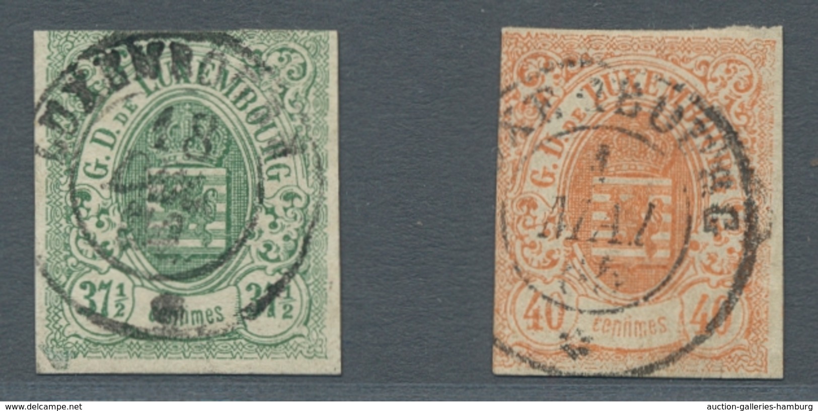 Luxemburg: 1859, "37 ½ And 40 C. State Coat Of Arms", Cleanly Stamped Values, Each With Full Margins - Otros & Sin Clasificación