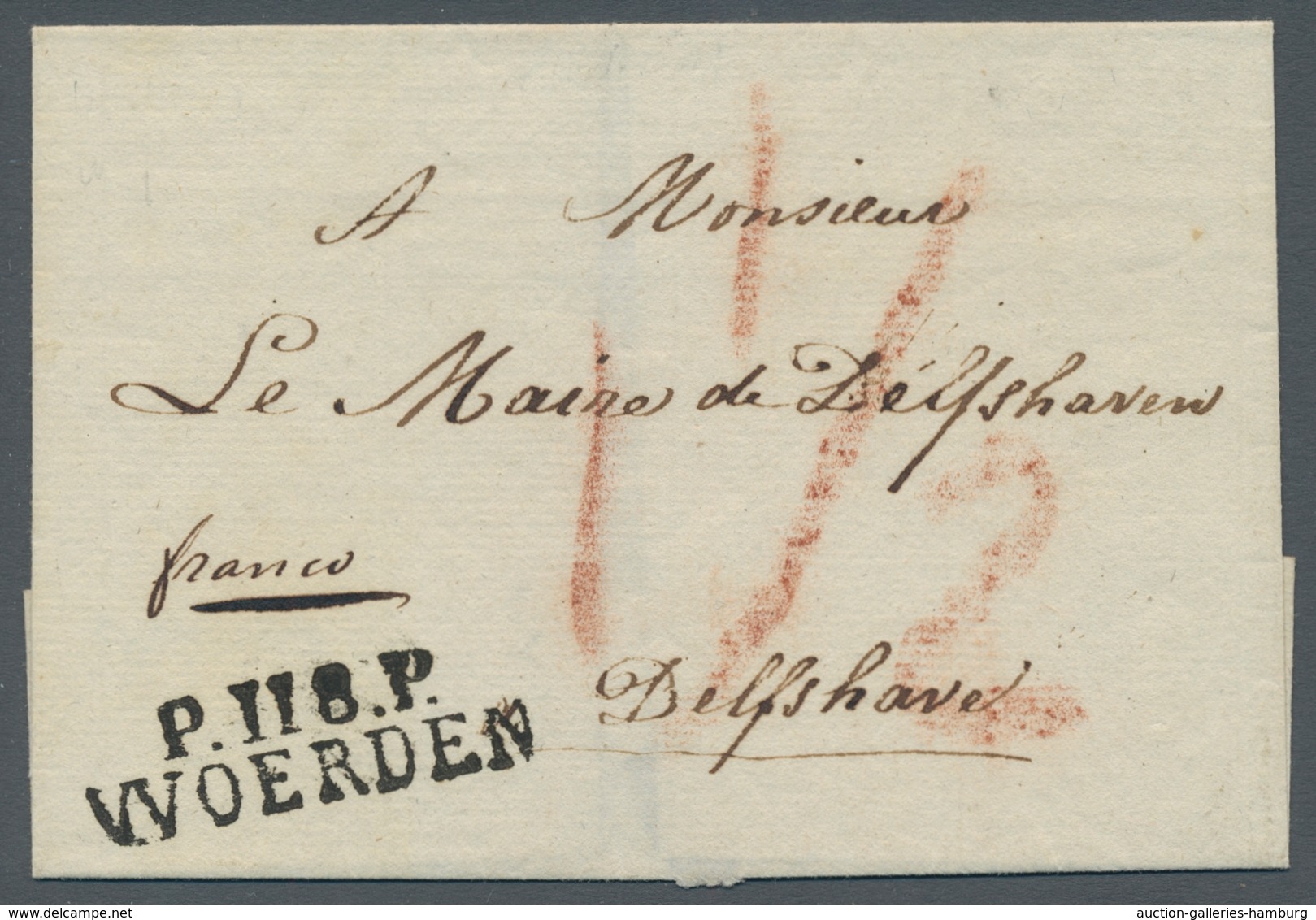 Niederlande - Vorphila: 1813, Napoleonische Besetzung, Departementsstempel "P.118.P/WOERDEN", Exzell - ...-1852 Precursores