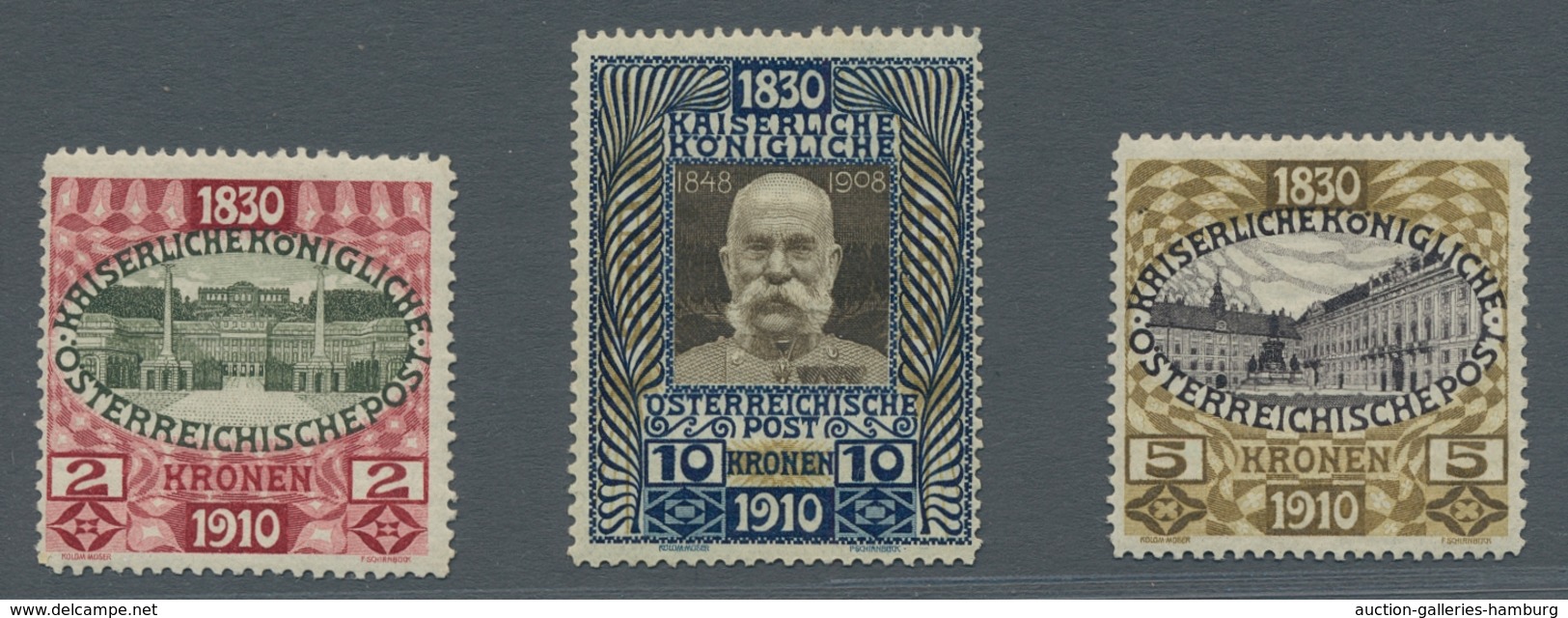 Österreich: 1908, 60jähriges Regierungsjubiläum Von Kaiser Franz Joseph, Die Höchstwerte Ungebraucht - Covers & Documents