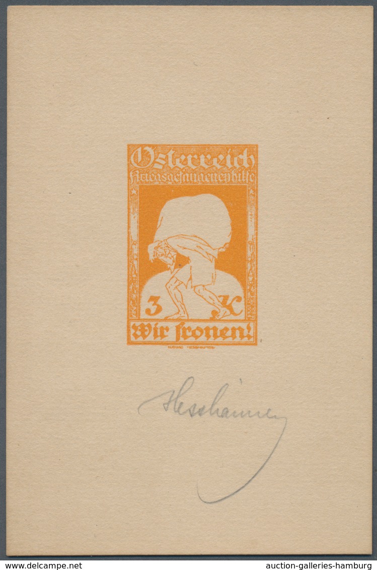 Österreich: 1920 Ca., Essays Von Hesshaimer Für Eine Nicht Ausgeführte Ausgabe Für Die Kriegsgefange - Cartas & Documentos