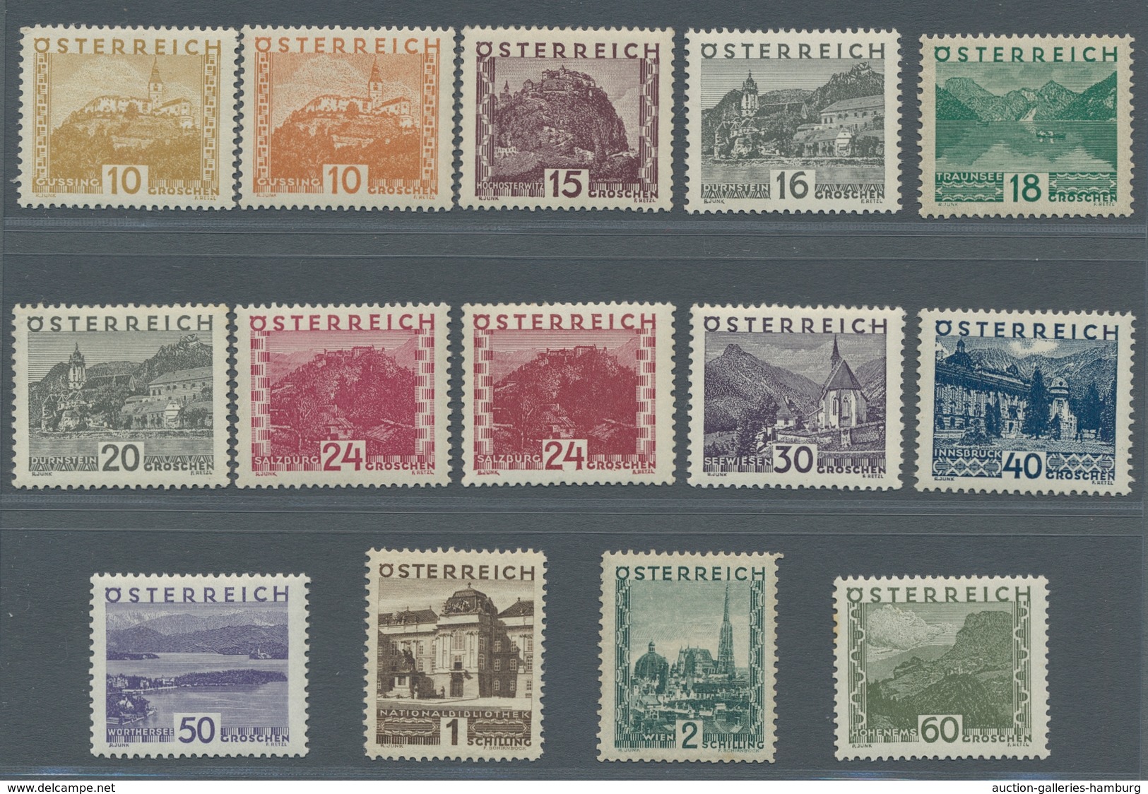 Österreich: 1929-30, Landschaften, Kompletter Satz Inklusive Farbänderungen In Tadellos Postfrischer - Covers & Documents