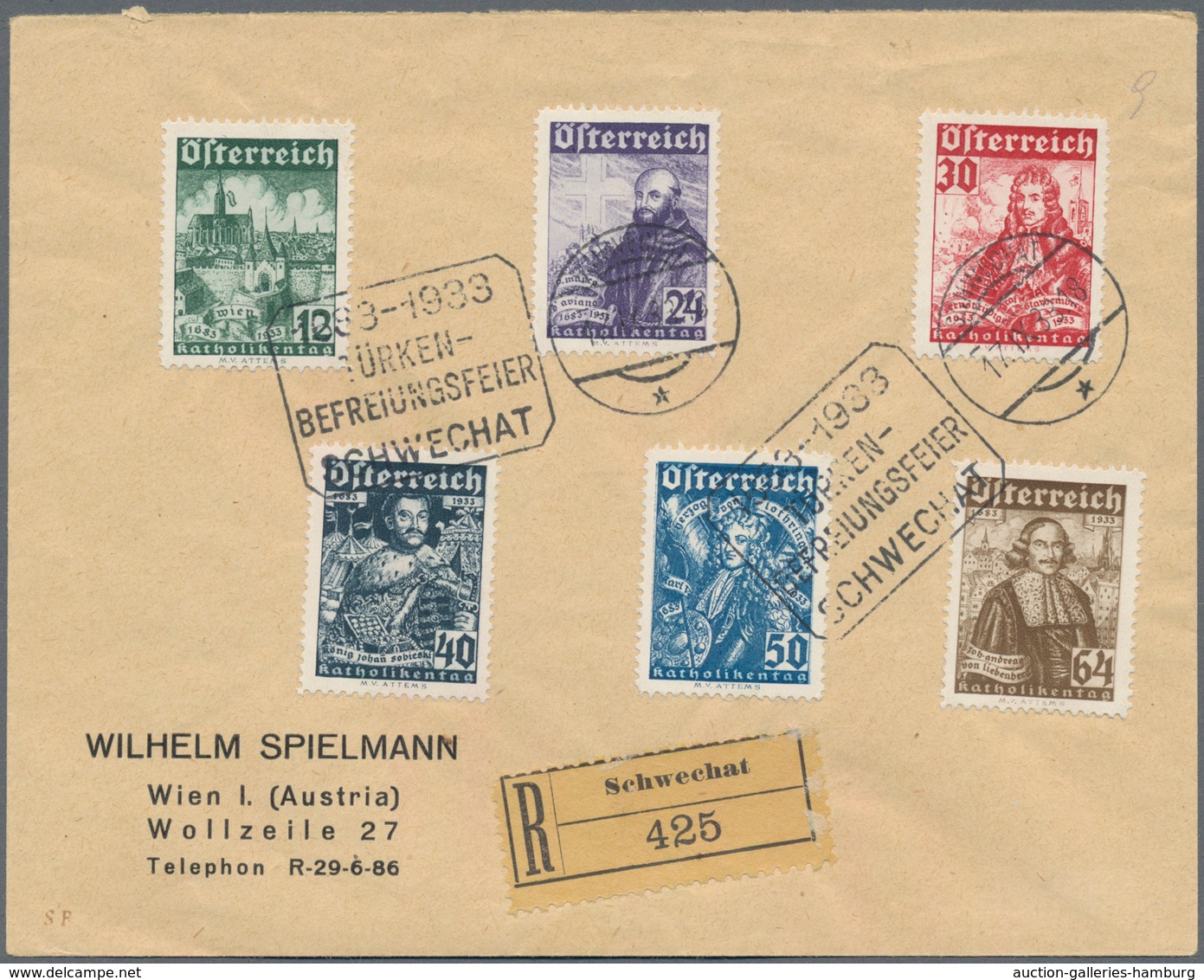 Österreich: 1933, FIS-Wettkämpfe, WIPA Und Katholikentag, Drei Ausgaben Je Auf Beleg Mit SST, Für 55 - Covers & Documents