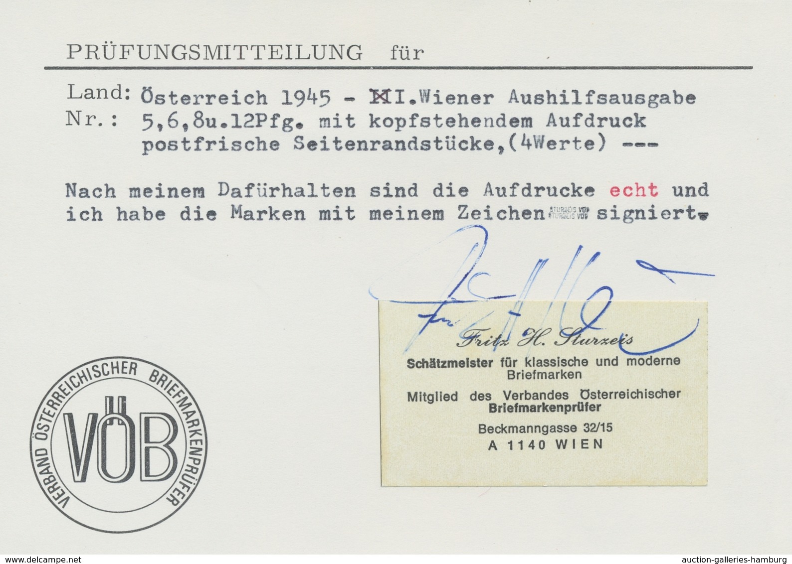 Österreich: 1945, "Wiener Ausgabe Mit Kopfstehendem Aufdruck", Postfrischer Satz In Tadelloser Erhal - Covers & Documents