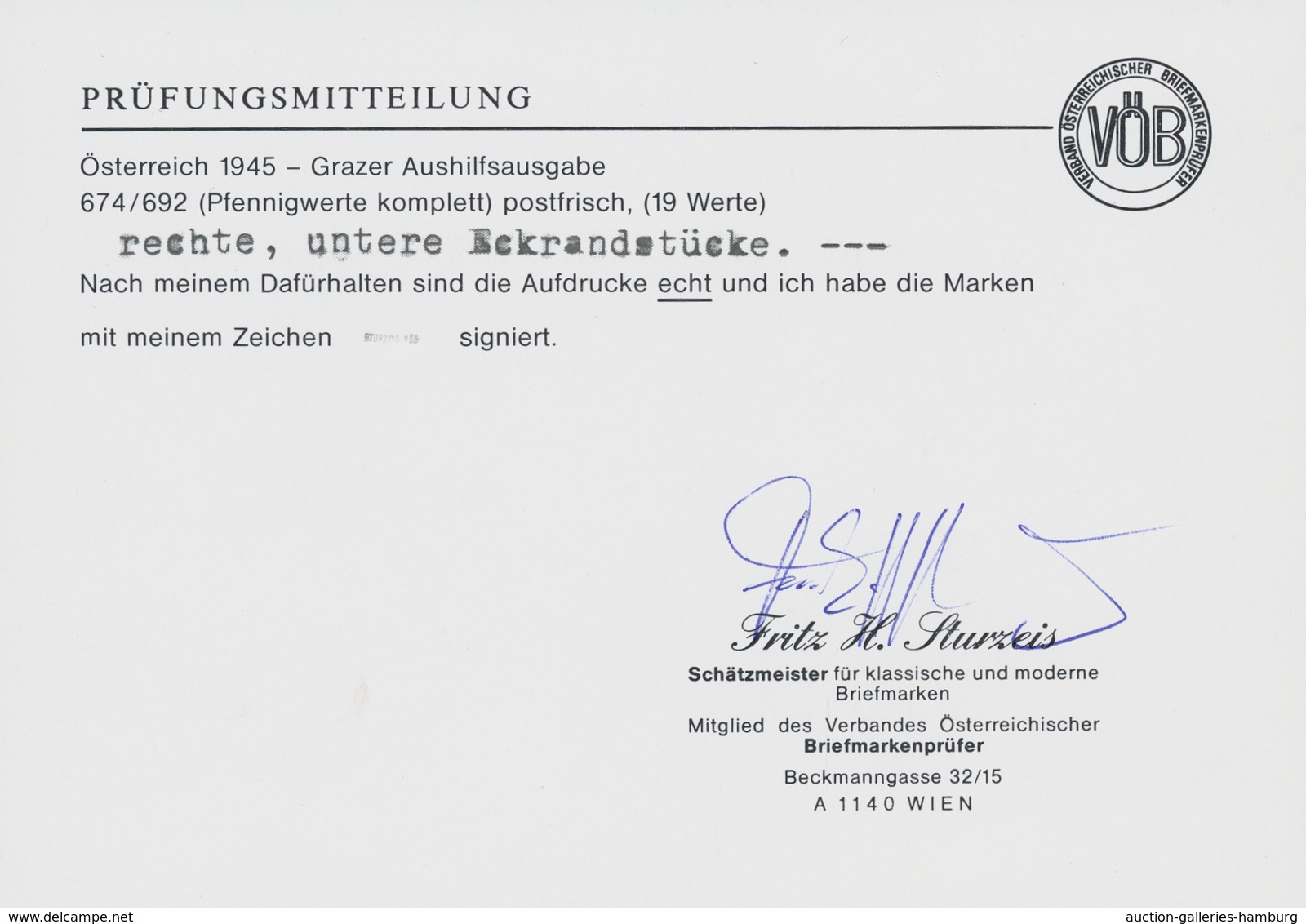 Österreich: 1945, "1 Bis 80 Pfg. Grazer Aufdruck", Postfrische Werte In Tadelloser Erhaltung, Außer - Cartas & Documentos