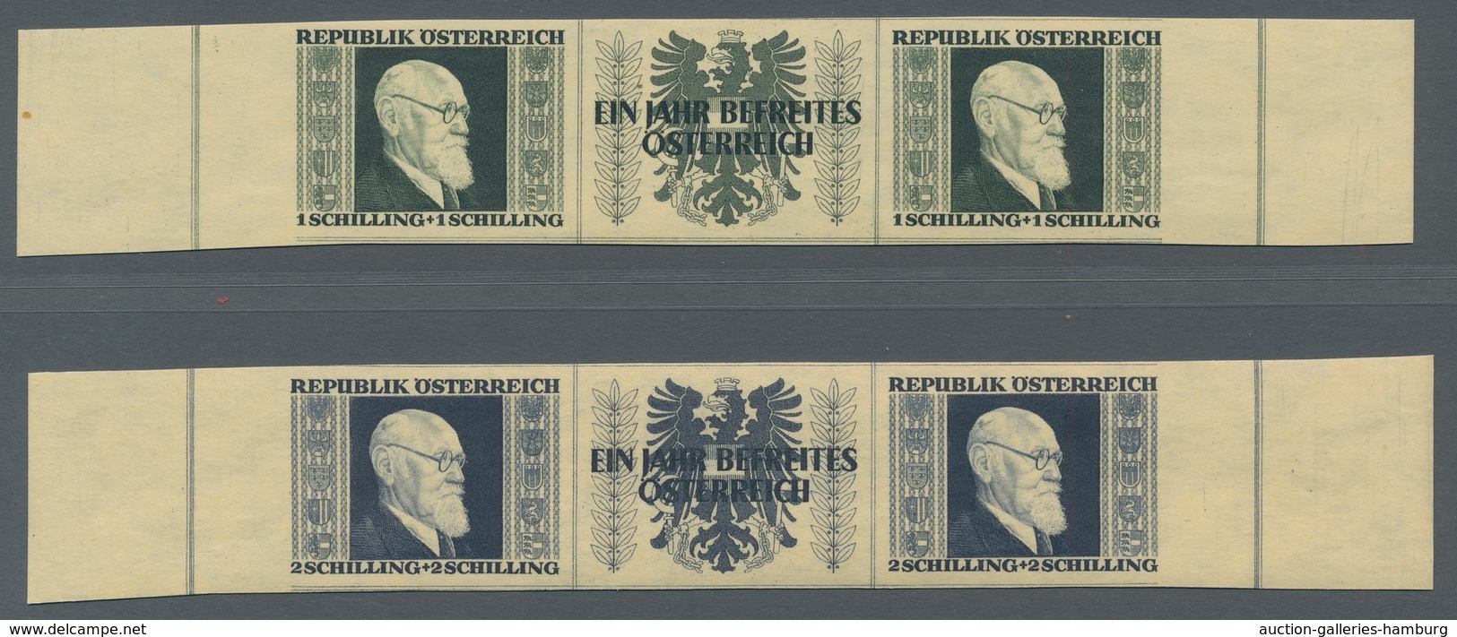 Österreich: 1946, "Renner Geschnitten Auf Japanpapier", Postfrische Waag. Dreierstreifen Mit Einmal - Cartas & Documentos
