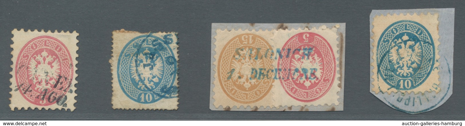 Österreichische Post In Der Levante: 1863-64, VORLÄUFER - Wappenausgaben Von Lombardei-Venetien Mit - Eastern Austria