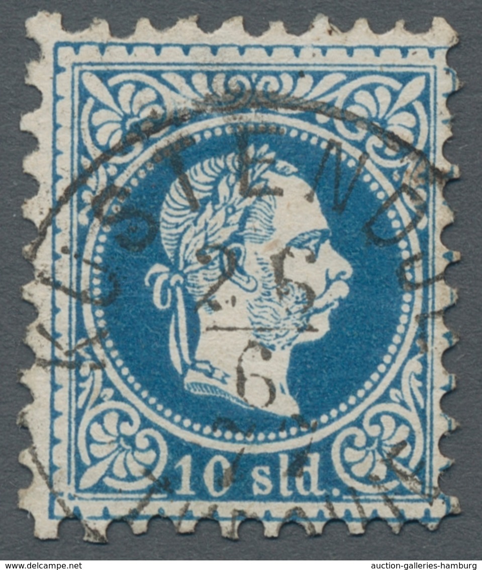 Österreichische Post In Der Levante: 1876, "Franz Josef" 10 Soldi Blau Im Feinen Druck In Bis Auf Ei - Oriente Austriaco