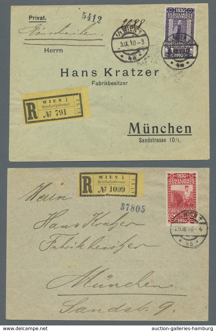 Österreich - Verwendung In Liechtenstein: 1910, 80.Geburtstag, 60 Heller Bis 5 Kronen Je Als Ef. Auf - Otros & Sin Clasificación