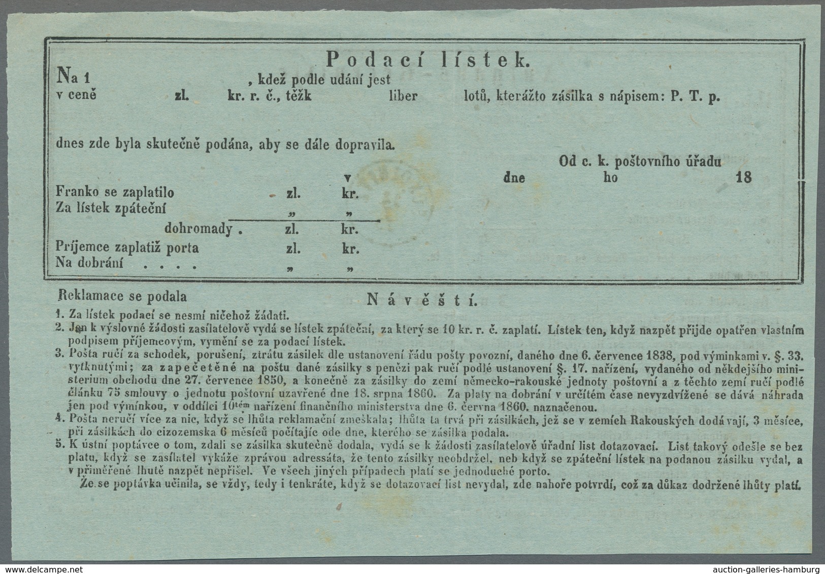 Österreich - Stempel: 1873 Bzw. 1876 - SOKOLNITZ (blau Und Schwarz), Zwei Klare Abschläge Je Auf Auf - Máquinas Franqueo (EMA)