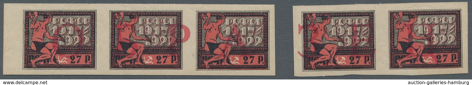 Russland: 1922, "5, 10 And 27 Rbl. 5th Anniversary Of The October Revolution With Overprint SPECIMEN - Nuevos