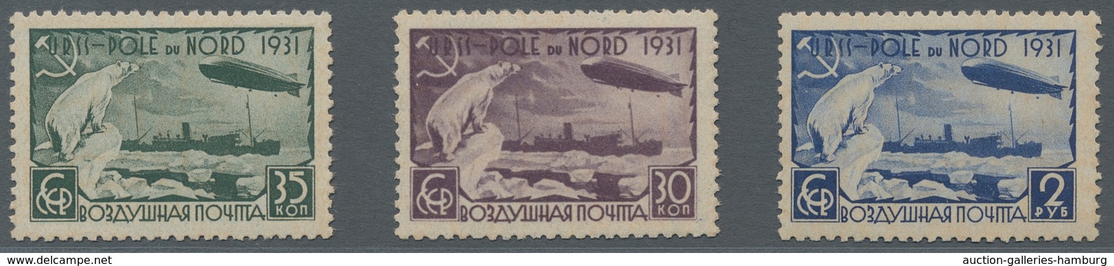 Sowjetunion: 1931, "Polar Flight With Perforation C", MNH Set In Mint Condition, The 2 Rbl. Minimal - Unused Stamps