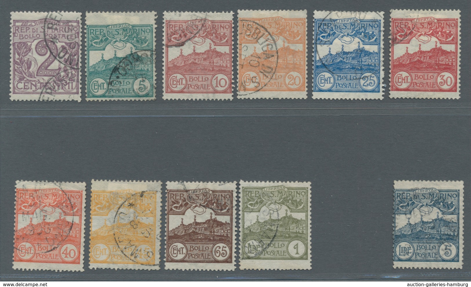San Marino: 1903, Definitives, Complete Set In Very Fine Quality (40 Cent A Few Wrinkles On Top), Es - Usados