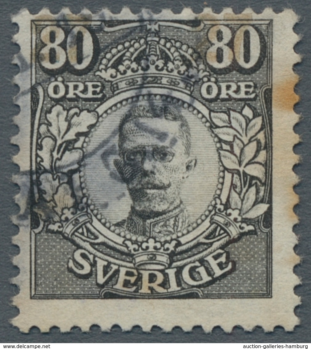 Schweden: 1918, "80 Öre Värnamo", Stamped And Color-fresh Value Of The Europe Rarity With Small Brow - Usados