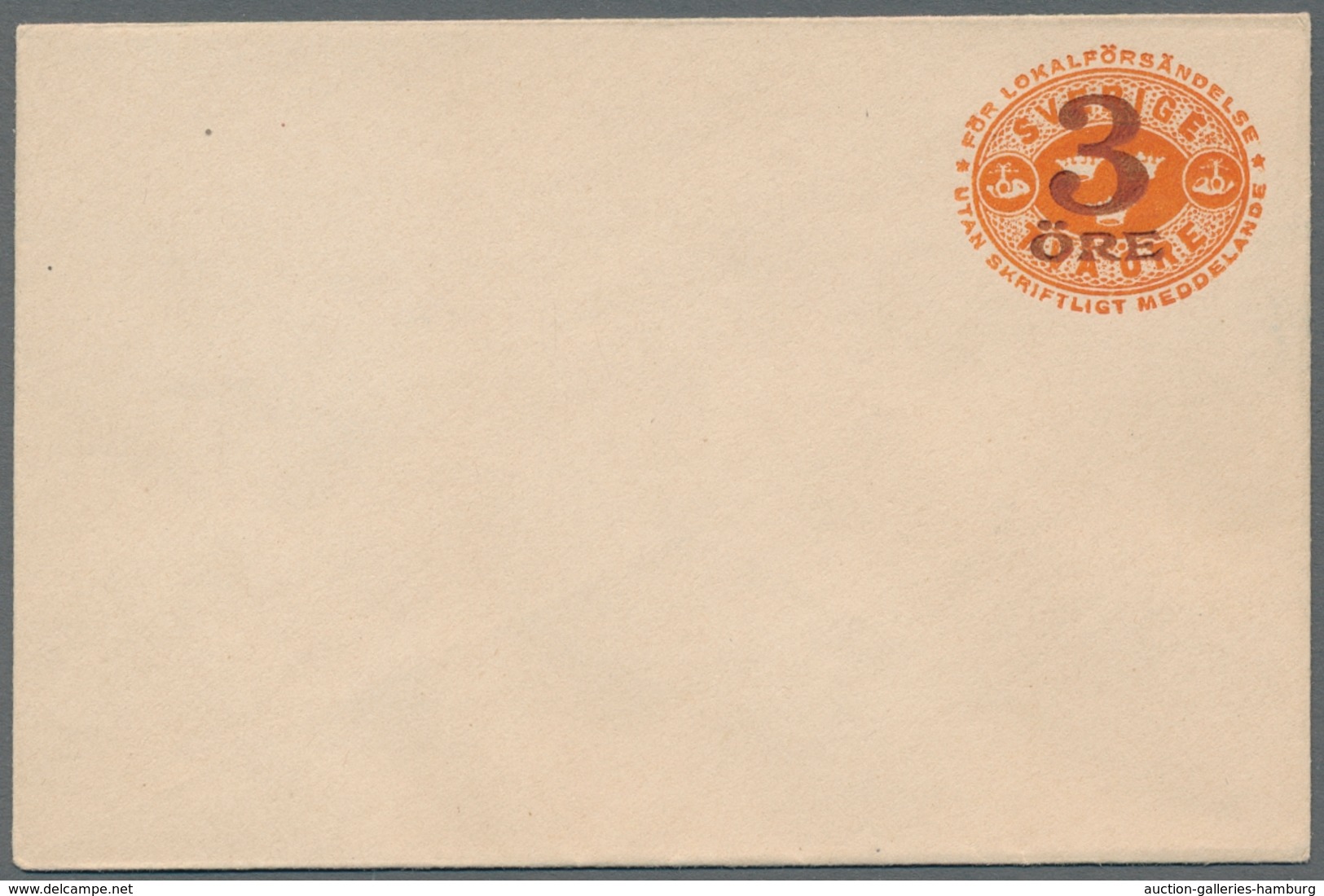 Schweden - Ganzsachen: 1919, Aufbrauchsausgabe "3 Öre" Auf Ungebrauchtem Umschlag 2 Öre 1891 Mit Ums - Postal Stationery