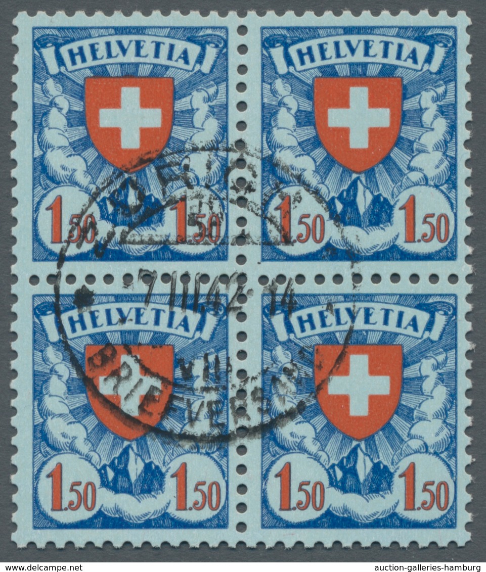 Schweiz: 1924, Wappenschild 1,50 Franken Dunkelultramarin/zinnober Auf Gestichenem Faserpapier Mit G - Usados