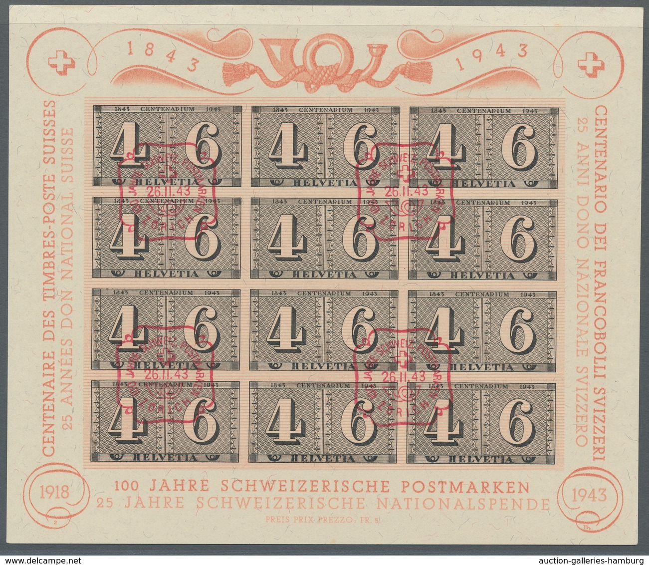 Schweiz: 1938-1960, Blocks Mit Sauberer Stempelung, Mi. 322,00 - Usados