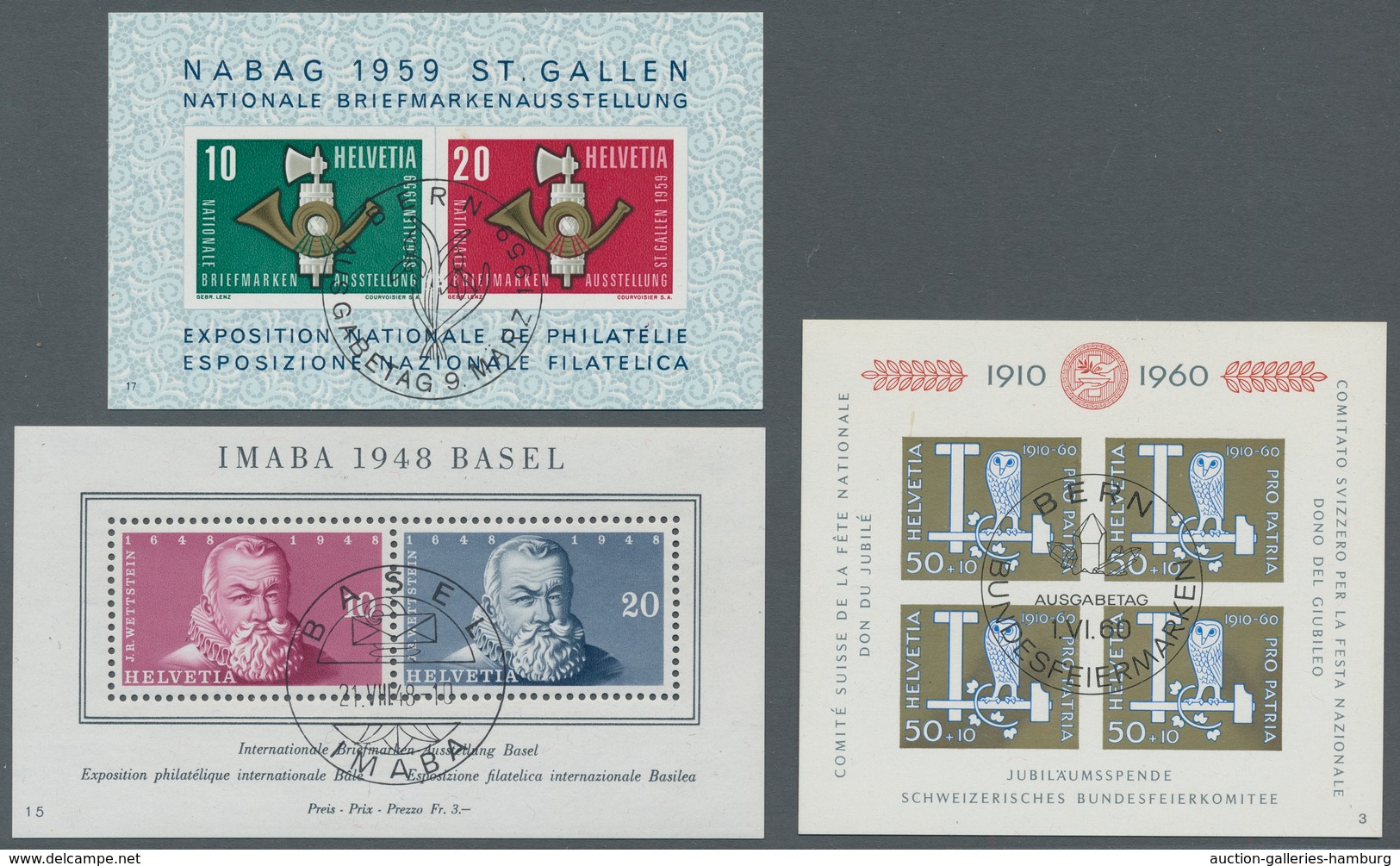 Schweiz: 1938-1960, Blocks Mit Sauberer Stempelung, Mi. 322,00 - Usados