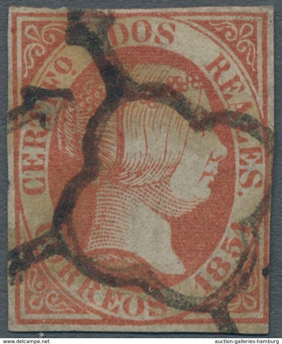 Spanien: 1851, "2 R. Orange-red", Fres Colour Value With Clean, Nearly Central Devaluation, Right Si - Usados