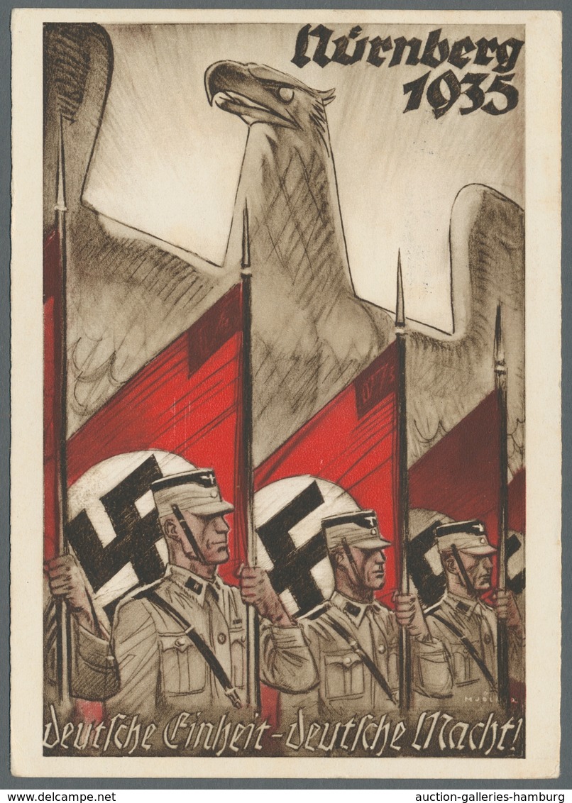 Ansichtskarten: Propaganda: 1935, Propagandakarte "Deutsche Einheit - Deutsche Macht" Zum Reichspart - Political Parties & Elections
