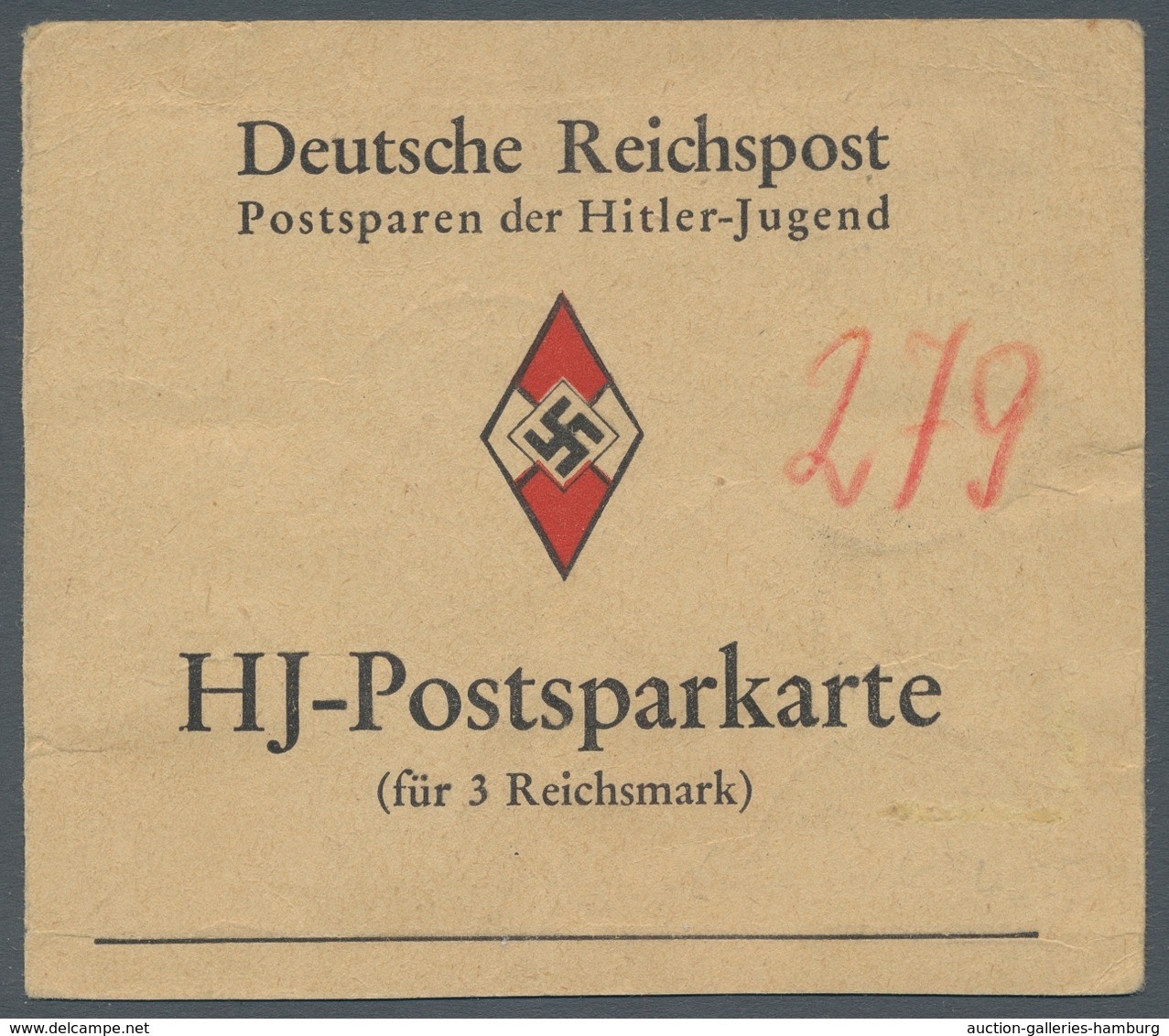 Ansichtskarten: Propaganda: 1942, Seltene Frankierte HJ-Postsparkarte Dür 3 Reichsmark, Verwendet In - Partidos Politicos & Elecciones