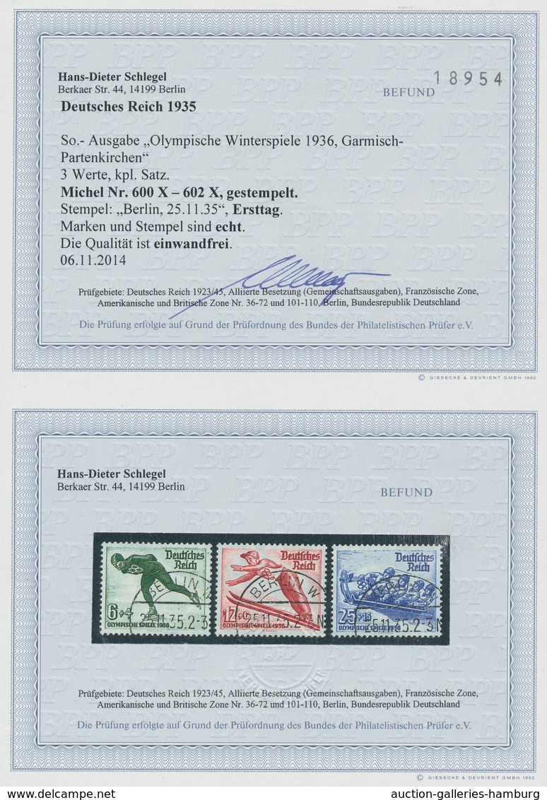 Thematik: Olympische Spiele / Olympic Games: 1936 - Garmisch-Partenkirchen, Kompletter Satz Mi. 600- - Other & Unclassified