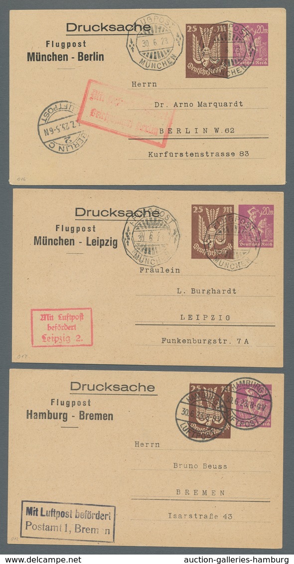 Flugpost Deutschland: 1923, Partie Von Allen 20 Verschiedenen Privatganzsachen Der Luftpost-Drucksac - Correo Aéreo & Zeppelin