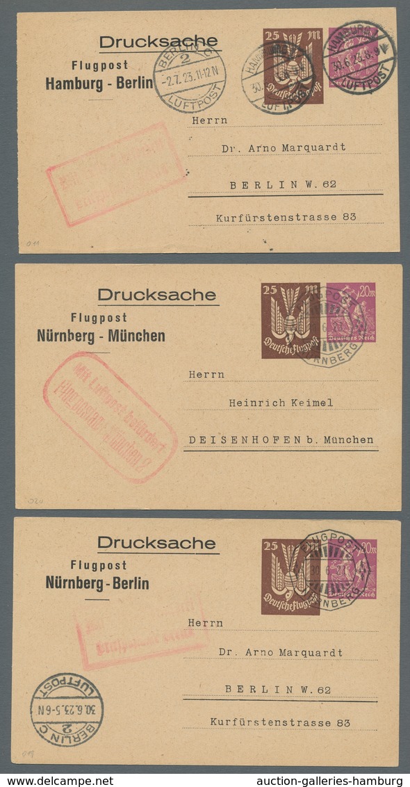 Flugpost Deutschland: 1923, Partie Von Allen 20 Verschiedenen Privatganzsachen Der Luftpost-Drucksac - Airmail & Zeppelin