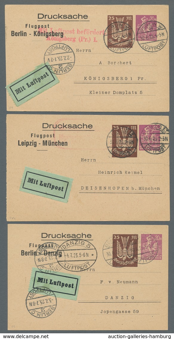 Flugpost Deutschland: 1923, Partie Von Allen 20 Verschiedenen Privatganzsachen Der Luftpost-Drucksac - Airmail & Zeppelin