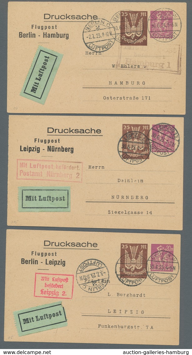 Flugpost Deutschland: 1923, Partie Von Allen 20 Verschiedenen Privatganzsachen Der Luftpost-Drucksac - Correo Aéreo & Zeppelin