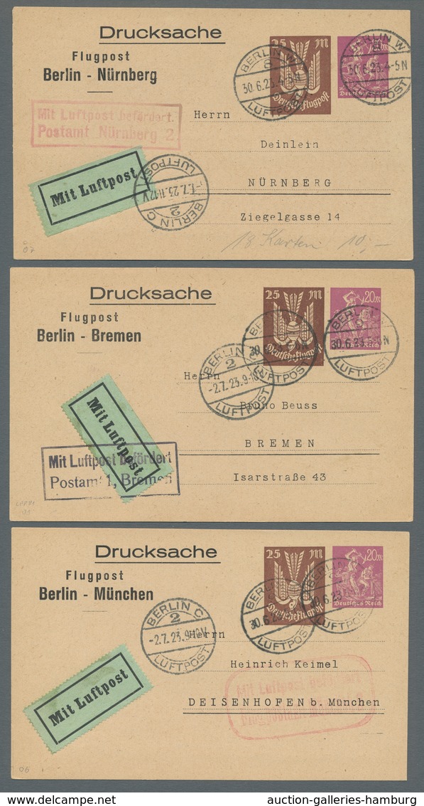 Flugpost Deutschland: 1923, Partie Von Allen 20 Verschiedenen Privatganzsachen Der Luftpost-Drucksac - Correo Aéreo & Zeppelin