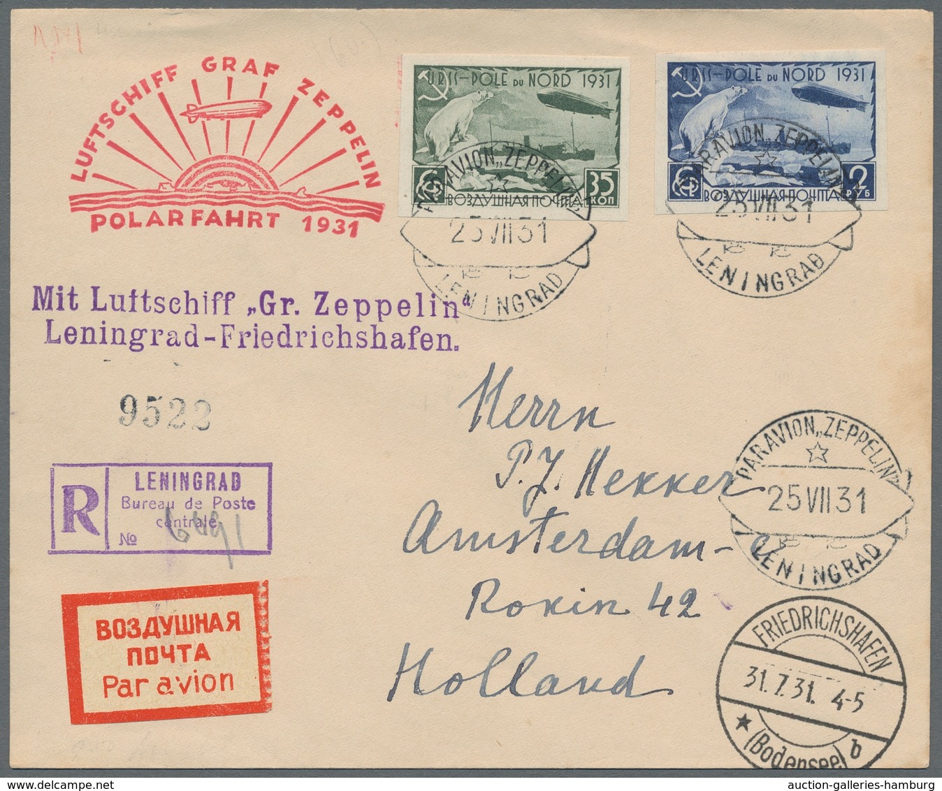 Zeppelinpost Europa: 1931, Polarfahrt LZ 131, Kompletter Satz Sowjetunion Mi.-Nr. 402-405 B Auf Zwei - Europe (Other)