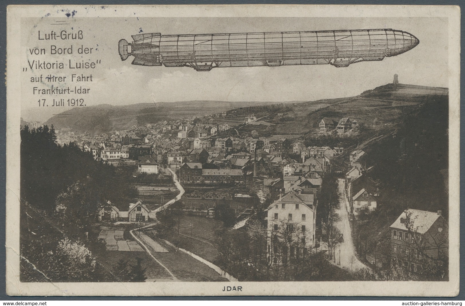 Zeppelinpost Deutschland: 1912 - Viktoria Luise, Offizielle Karte Ohne (!) Bordpostbestätigung An Bo - Airmail & Zeppelin