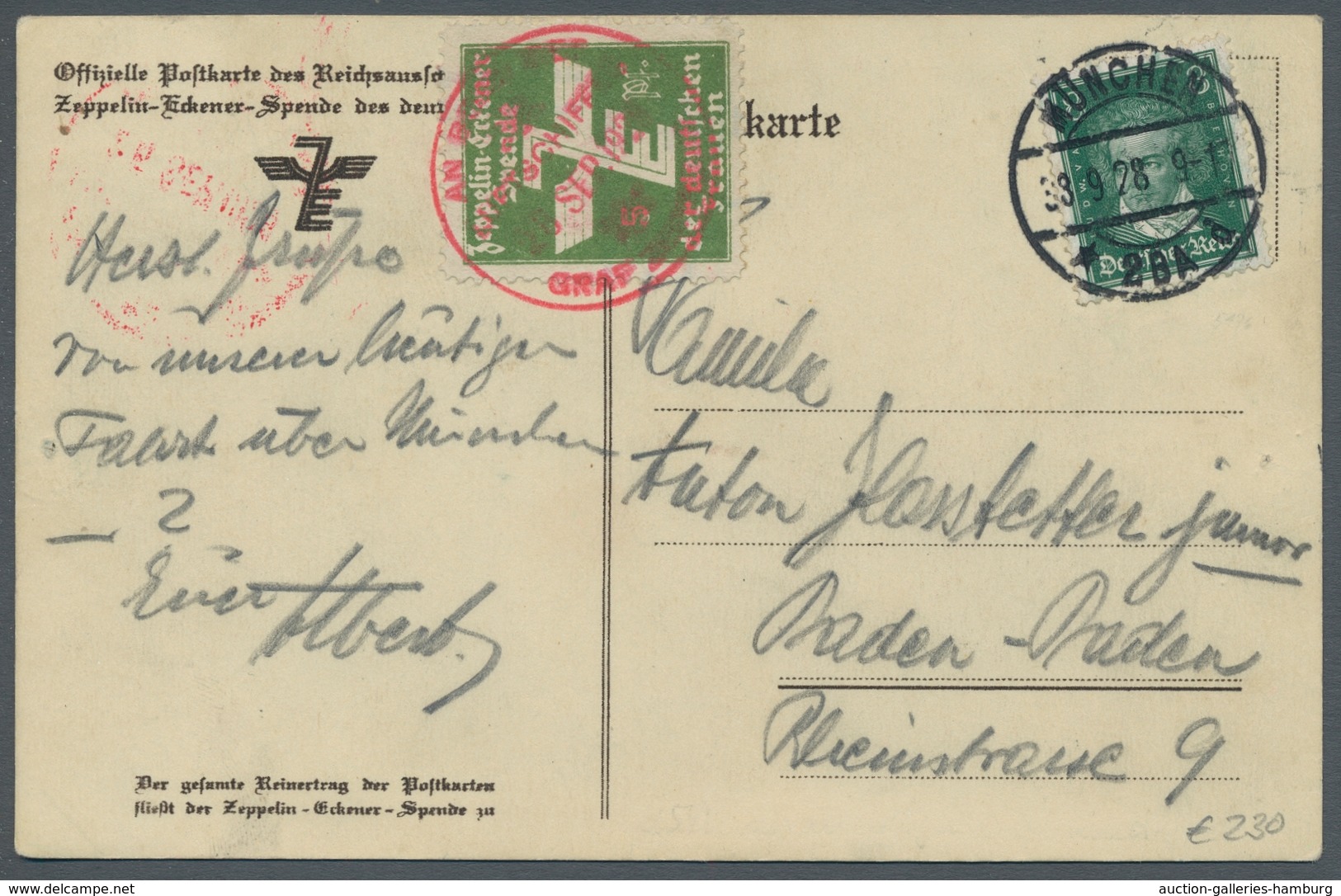 Zeppelinpost Deutschland: 1928 - Fahrt über Dem östl. Teil Süddeutschlands, Offizielle Karte Mit Dre - Airmail & Zeppelin