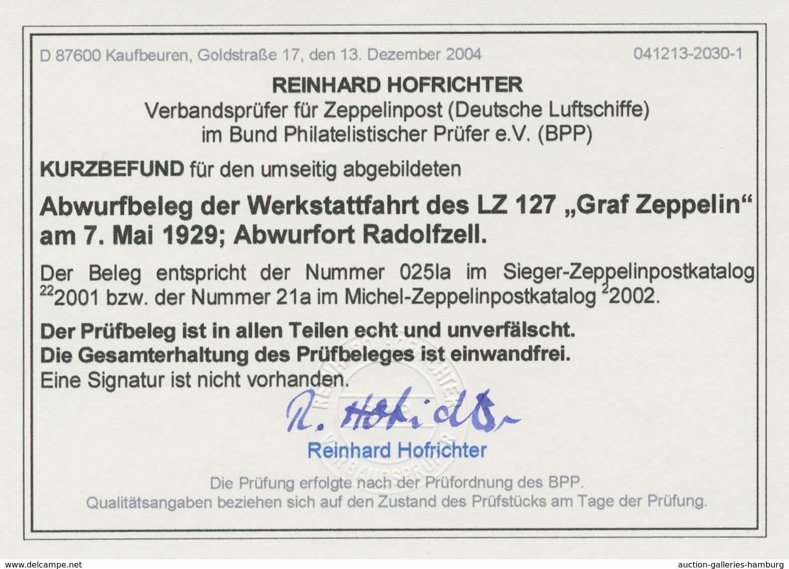 Zeppelinpost Deutschland: 1929 - Werkstättenfahrt/Abwurf Radolfzell, Abwurfbrief Mit Bestätigungsste - Airmail & Zeppelin