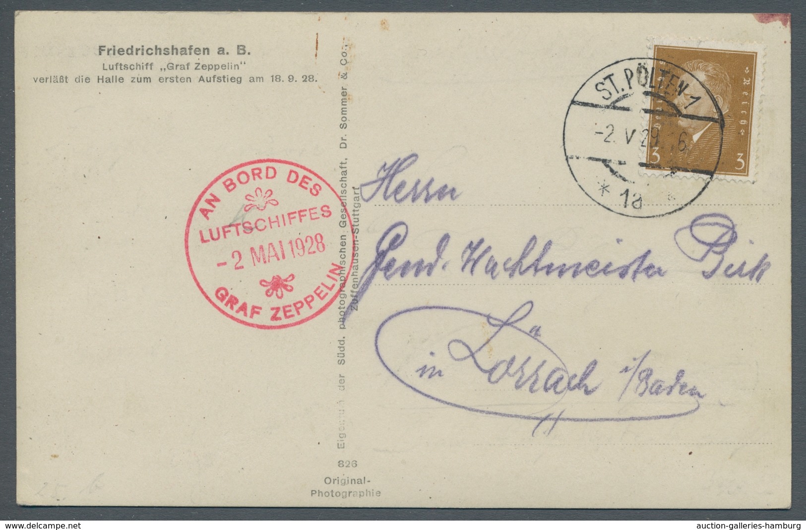Zeppelinpost Deutschland: 1929 - Österreichfahrt/Abwurf St. Pölten, Foto-AK Mit Bestätigungsstempel - Airmail & Zeppelin