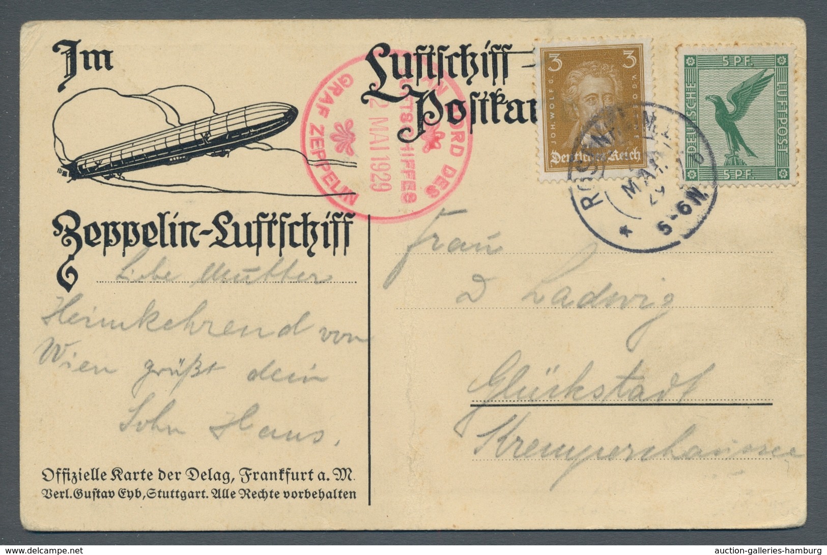 Zeppelinpost Deutschland: 1929 - Österreichfahrt/Abwurf Rosenheim, Offizielle Karte Mit Bestätigungs - Correo Aéreo & Zeppelin