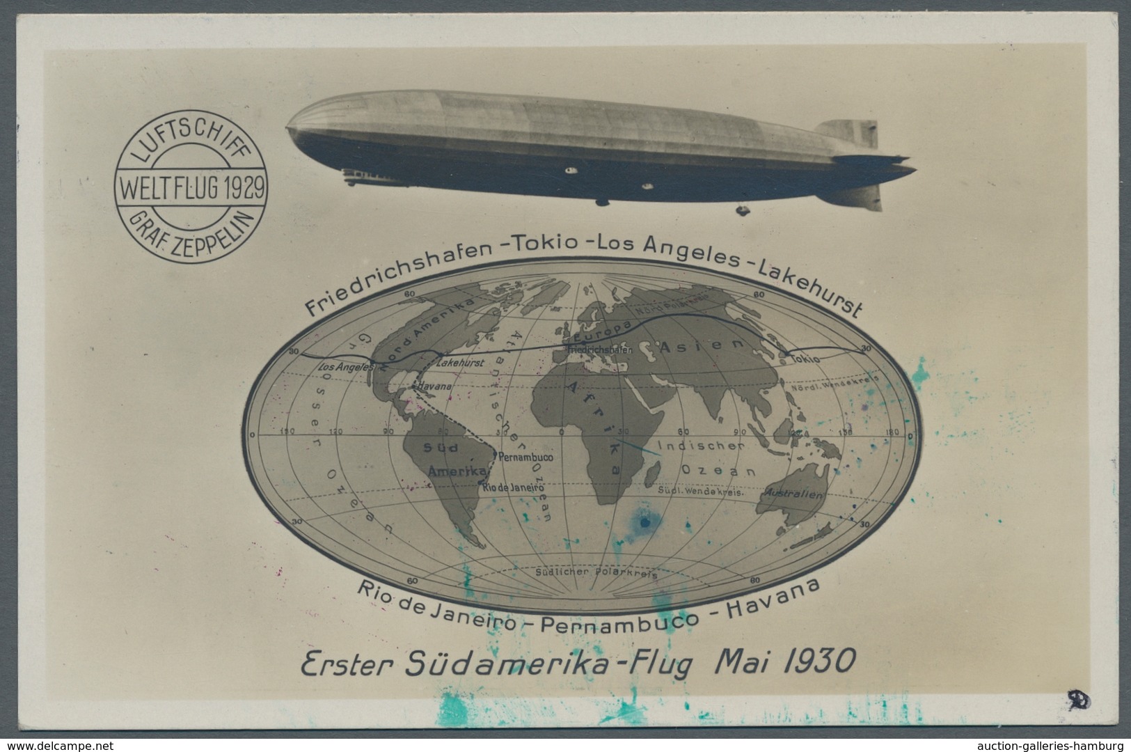 Zeppelinpost Deutschland: 1930-Südamerikafahrt Friedrichshafen Bis Lakehurst Mit Bordpoststepelentwe - Airmail & Zeppelin