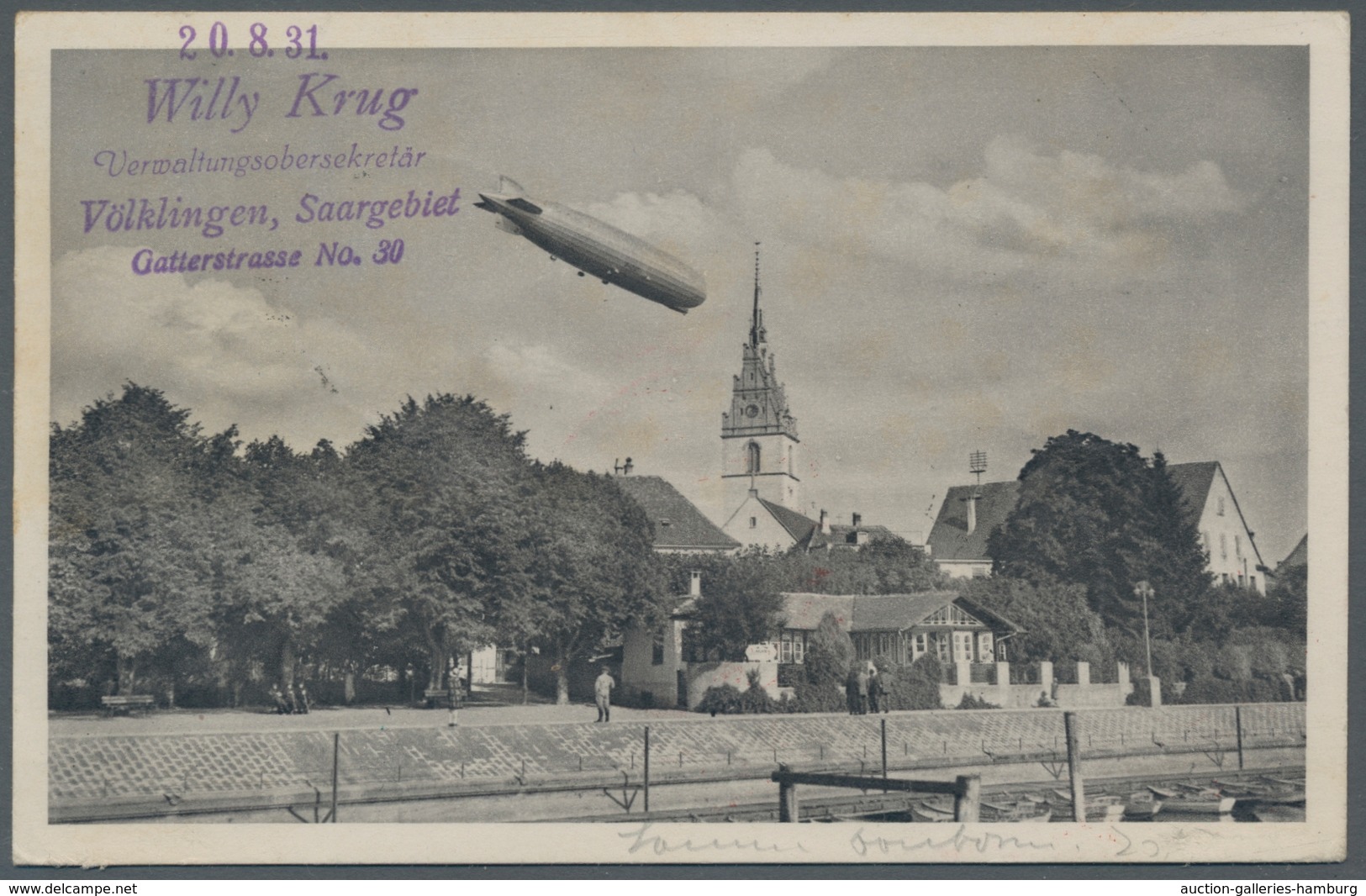 Zeppelinpost Deutschland: 1931 - 1. SAF, Zuleitung Saar Auf Hochwertig Frank. AK (u.a. Mi. 103) Zum - Correo Aéreo & Zeppelin